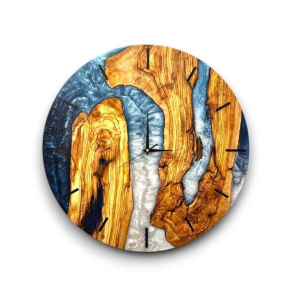 Luxurious Handcrafted Resin & Olive Wood Wall Clock – Unique Live Edge Epoxy Art Timepiece for Home & Office Décor