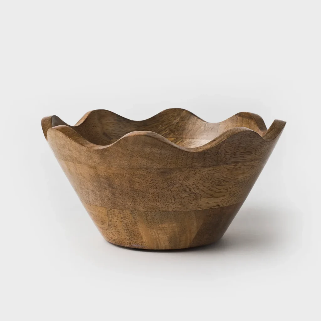 Handcrafted Mango Wood Wavy Edge Bowl Set – Decorative Nesting Serving Bowls for Salads, Fruits, Snacks & Home Décor - Image 4